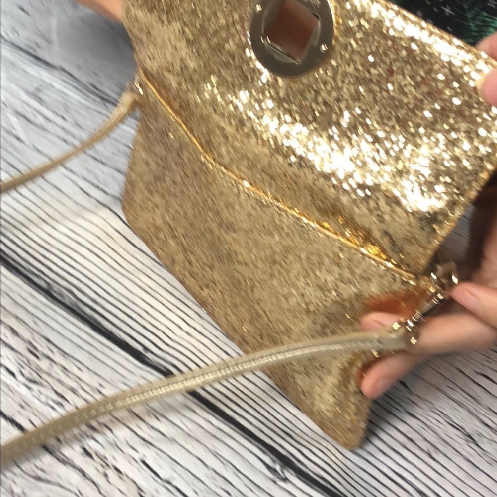 Kate Spade small crossbody gold glitter sparkle purse - Picture 6 of 11
